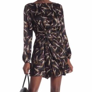 A.L.C Freja Palm Tree Leafs Brown Silk Smooth Knotted Dress Size 0